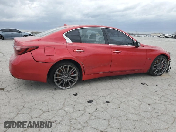 2018 Infiniti Q50 Red Sport 400 with VIN JN1FV7AP5JM460848, listed as a Copart auction lot 49785355 with 88,963 mi miles and Clean Title. Bid and sale history available at carsss.com. Image 3.