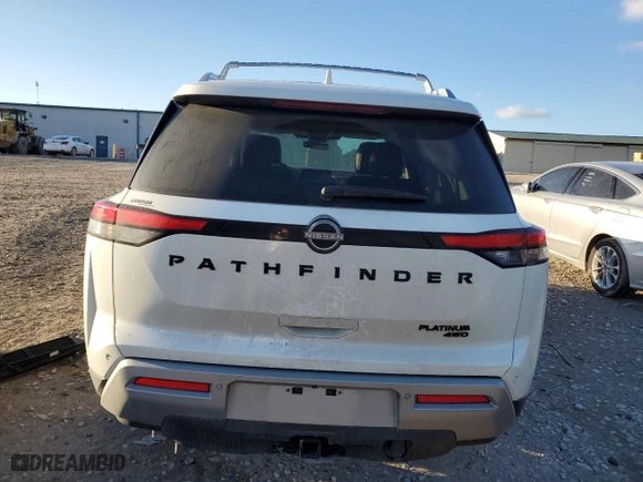 2023 Nissan Pathfinder Platinum with VIN 5N1DR3DK3PC250471, listed as a Copart auction lot 45950135 with 26,574 mi miles and Salvage Title. Bid and sale history available at carsss.com. Image 6.