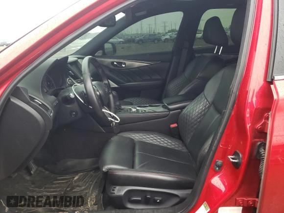 2022 Infiniti Q50 Red Sport 400 with VIN JN1FV7DR9NM390256, listed as a Copart auction lot 57094225 with 52,307 mi miles and Salvage title. Bid and sale history available at DreamBid. Image 7.