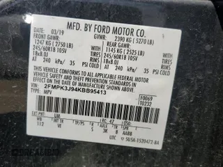 2019 Ford Edge SEL with VIN 2FMPK3J94KBB95413, listed as a Copart auction lot 59486305 with 92,158 mi miles and Salvage title. Bid and sale history available at DreamBid. Image 13.
