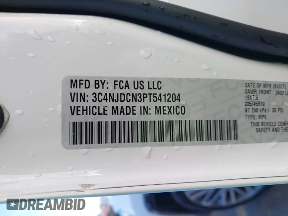 2023 Jeep Compass Limited with VIN 3C4NJDCN3PT541204, listed as a IAAI auction lot 41233651 with 16,757 mi miles and . Bid and sale history available at DreamBid. Image 9.