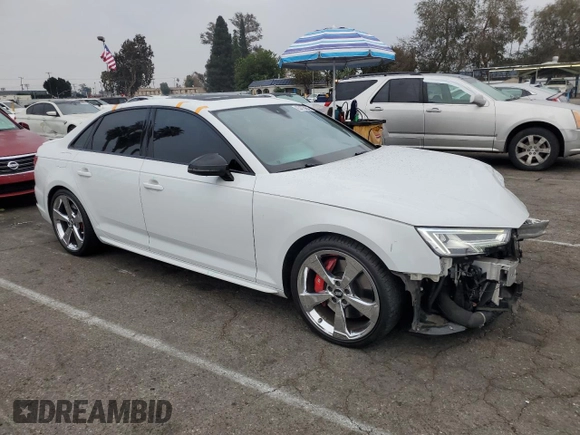 2019 Audi S4 Prestige with VIN WAUC4AF48KA093426, listed as a Copart auction lot 85475464 with 56,203 mi miles and Salvage Title. Bid and sale history available at carsss.com. Image 4.