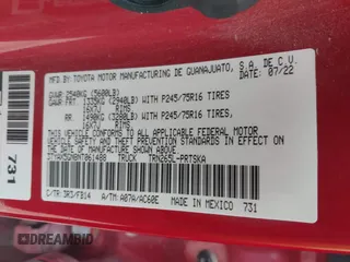 2022 Toyota Tacoma SR with VIN 3TYAX5GN8NT061488, listed as a IAAI auction lot 41887337 with 37,408 mi miles and . Bid and sale history available at DreamBid. Image 9.