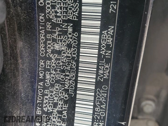 2015 Toyota Prius Two z VIN JTDZN3EU6FJ037076, wystawiony jako Copart lot #54576255 z przebiegiem 128 863 mil mil oraz Szkoda całkowita • Salvage title. Historia ofert i sprzedaży dostępna na DreamBid. Obrazek 12.