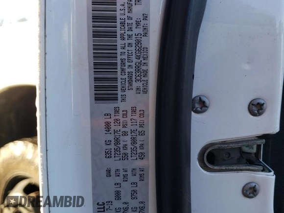 2019 Ram 3500 Tradesman with VIN 3C63RRGL4KG629015, listed as a Copart auction lot 47210655 with 449,819 mi miles and Salvage Title. Bid and sale history available at carsss.com. Image 14.