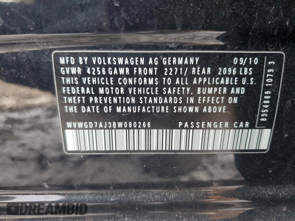 2011 Volkswagen GTI w/Sunroof & Navi PZEV z VIN WVWGD7AJ3BW080266, wystawiony jako Copart lot #88454655 z przebiegiem 171 328 mil mil oraz Szkoda całkowita • Salvage title. Historia ofert i sprzedaży dostępna na DreamBid. Obrazek 12.