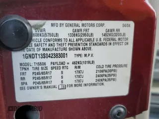 2004 Chevrolet TrailBlazer LT with VIN 1GNDT13S042383001, listed as a Copart auction lot 45517995 with 124,418 mi miles and Salvage Title. Bid and sale history available at carsss.com. Image 14.