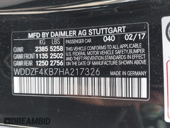 2017 Mercedes-Benz E 300 Luxury z VIN WDDZF4KB7HA217326, wystawiony jako IAAI lot #42444259 z przebiegiem 89 335 mil mil oraz . Historia ofert i sprzedaży dostępna na DreamBid. Obrazek 9.