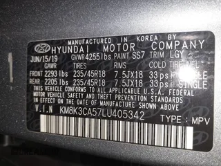 2020 Hyundai Kona Limited with VIN KM8K3CA57LU405342, listed as a IAAI auction lot 41791082 with 58,043 mi miles. Bid and sale history available at carsss.com. Image 9.