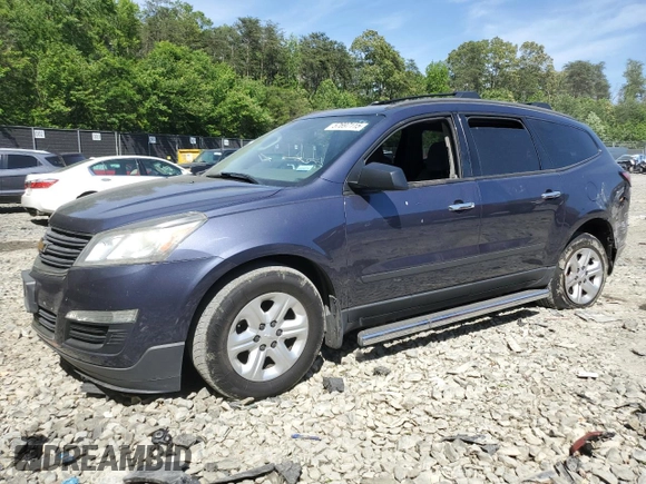 2014 Chevrolet Traverse LS z VIN 1GNKVFEDXEJ123578, wystawiony jako Copart lot #57697115 z przebiegiem 112 680 mil mil oraz Szkoda całkowita • Salvage title. Historia ofert i sprzedaży dostępna na DreamBid. Obrazek 1.