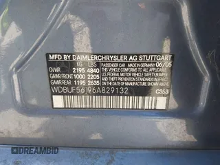 2006 Mercedes-Benz E 350 with VIN WDBUF56J96A829132, listed as a IAAI auction lot 42227770 with 147,363 mi miles and . Bid and sale history available at DreamBid. Image 9.