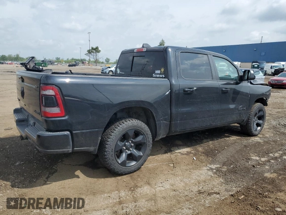 2019 Ram 1500 Big Horn with VIN 1C6SRFFT8KN710134, listed as a Copart auction lot 61553935 with 37,473 mi miles and Salvage title. Bid and sale history available at DreamBid. Image 3.