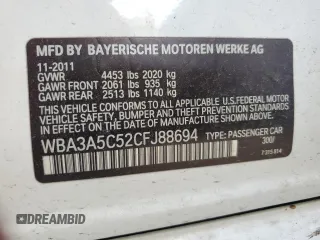 2012 BMW 3 Series 328i with VIN WBA3A5C52CFJ88694, listed as a Copart auction lot 55226935 with 100,549 mi miles and Clean Title. Bid and sale history available at carsss.com. Image 12.