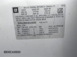 2014 GMC Terrain SLE with VIN 2GKALMEK4E6206065, listed as a IAAI auction lot 42432461 with 203,942 mi miles and . Bid and sale history available at DreamBid. Image 9.
