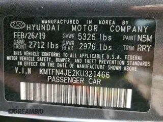 2019 Genesis G80 3.8L with VIN KMTFN4JE2KU321466, listed as a Copart auction lot 44622055 with 94,026 mi miles and Salvage title. Bid and sale history available at DreamBid. Image 12.