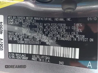 2013 Toyota Sienna XLE with VIN 5TDDK3DCXDS059061, listed as a IAAI auction lot 41777329 with 142,889 mi miles and . Bid and sale history available at DreamBid. Image 9.