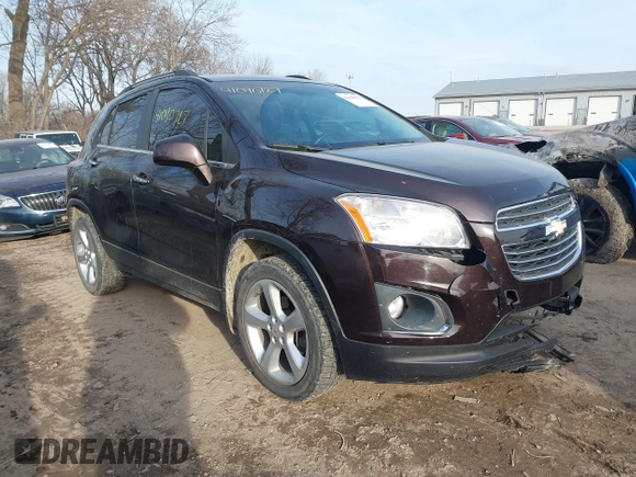 2015 Chevrolet Trax LTZ with VIN KL7CJTSB9FB101817, listed as a IAAI auction lot 41090727 with 108,959 mi miles. Bid and sale history available at carsss.com. Image 1.