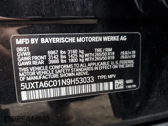 2022 BMW X5 xDrive45e with VIN 5UXTA6C01N9H53033, listed as a Copart auction lot 88639315 with 23,269 mi miles and Salvage Title. Bid and sale history available at carsss.com. Image 13.