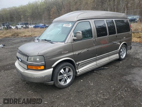 2005 Chevrolet Express Cargo Van YF7 Upfitter with VIN 1GBFG15T051168404, listed as a Copart auction lot 51548585 with 194,624 mi miles and Salvage Title. Bid and sale history available at carsss.com. Image 1.