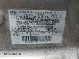 2016 Nissan Versa SV with VIN 3N1CN7AP1GL827640, listed as a Copart auction lot 61102095 with 148,654 mi miles and Salvage title. Bid and sale history available at DreamBid. Image 12.