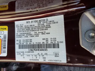 2019 Lincoln Continental Select with VIN 1LN6L9SK4K5606505, listed as a Copart auction lot 85774554 with 33,191 mi miles and Salvage Title. Bid and sale history available at carsss.com. Image 12.