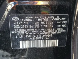 2020 Hyundai Elantra SE with VIN KMHD74LF2LU979369, listed as a Copart auction lot 48040995 with 43,791 mi miles and Salvage Title. Bid and sale history available at carsss.com. Image 13.