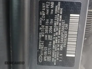 2023 Hyundai Elantra SEL с VIN KMHLS4AG6PU566267, выставлен на аукционе Copart как лот 56549035 с пробегом 44 384 миль миль и Списание • Salvage title. История ставок и продаж доступна на DreamBid. Изображение 13.