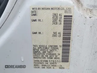 2021 Nissan Altima SR with VIN 1N4BL4CV0MN376551, listed as a IAAI auction lot 41884880 with 74,024 mi miles and . Bid and sale history available at carsss.com. Image 9.