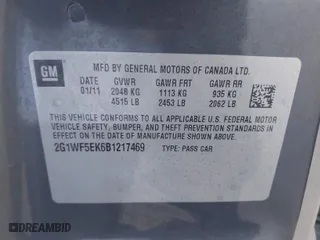 2011 Chevrolet Impala LS Fleet with VIN 2G1WF5EK6B1217469, listed as a IAAI auction lot 41798138 with 223,263 mi miles. Bid and sale history available at carsss.com. Image 9.