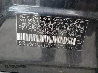 2009 Lexus IS 250 with VIN JTHBK262095090109, listed as a Copart auction lot 51097455 with 94,682 mi miles and Clean Title. Bid and sale history available at DreamBid. Image 12.