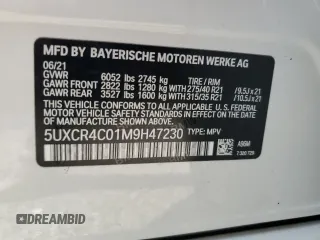 2021 BMW X5 sDrive40i with VIN 5UXCR4C01M9H47230, listed as a Copart auction lot 59798464 with 36,975 mi miles and Salvage title. Bid and sale history available at DreamBid. Image 13.