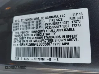 2014 Honda Odyssey EX-L with VIN 5FNRL5H64EB055807, listed as a IAAI auction lot 41760758 with 144,346 mi miles and . Bid and sale history available at carsss.com. Image 9.
