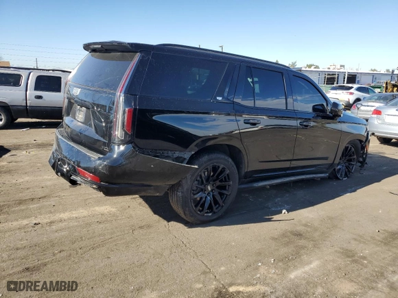 2023 Cadillac Escalade 4WD Sport with VIN 1GYS4EKL1PR272607, listed as a Copart auction lot 80802934 with 49,028 mi miles and Salvage Title. Bid and sale history available at carsss.com. Image 3.