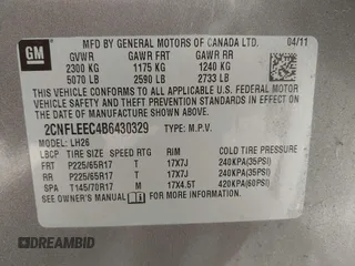2011 Chevrolet Equinox 1LT with VIN 2CNFLEEC4B6430329, listed as a IAAI auction lot 42142878 with 134,693 mi miles and . Bid and sale history available at DreamBid. Image 9.