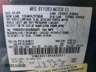 2005 Ford Freestyle SEL with VIN 1FMZK021X5GA32651, listed as a Copart auction lot 62632635 with Not provided miles and Salvage title. Bid and sale history available at DreamBid. Image 14.