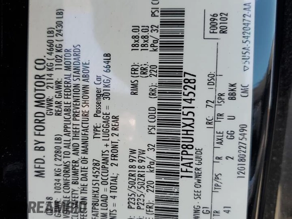 2018 Ford Mustang EcoBoost Premium z VIN 1FATP8UHXJ5145287, wystawiony jako Copart lot #60152705 z przebiegiem 75 119 mil mil oraz Szkoda całkowita • Salvage title. Historia ofert i sprzedaży dostępna na DreamBid. Obrazek 12.