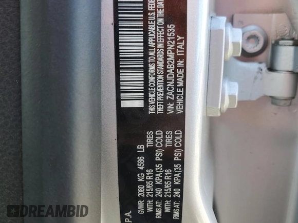 2021 Jeep Renegade Upland with VIN ZACNJDAB2MPN21535, listed as a Copart auction lot 46889645 with 17,333 mi miles and Salvage title. Bid and sale history available at DreamBid. Image 13.