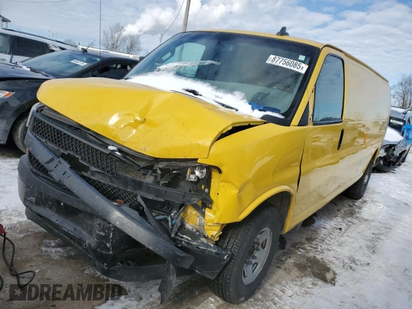 2019 Chevrolet Express Cargo Van with VIN 1GCWGBFP5K1158353, listed as a Copart auction lot 87756085 with 284,043 mi miles and Salvage Title. Bid and sale history available at carsss.com. Image 1.