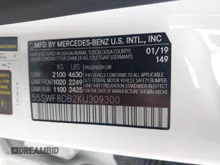 2019 Mercedes-Benz C 300 с VIN 55SWF8DB2KU309300, выставлен на аукционе IAAI как лот 41894814 с пробегом 50 745 миль миль и . История ставок и продаж доступна на DreamBid. Изображение 9.