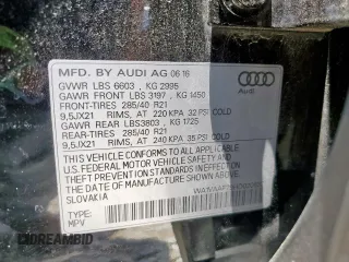 2017 Audi Q7 Prestige with VIN WA1VAAF79HD020632, listed as a Copart auction lot 60118155 with 144,250 mi miles and Salvage title. Bid and sale history available at DreamBid. Image 14.