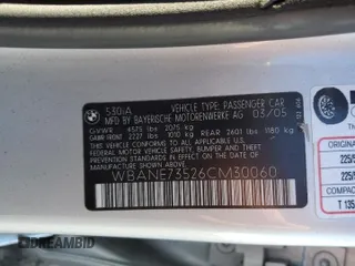 2006 BMW 5 Series 530i with VIN WBANE73526CM30060, listed as a Copart auction lot 49921775 with 168,962 mi miles and Salvage Title. Bid and sale history available at carsss.com. Image 12.