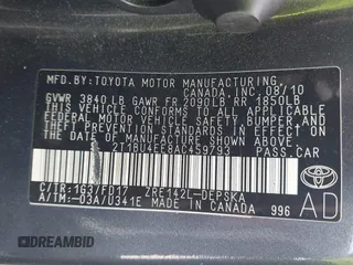 2010 Toyota Corolla with VIN 2T1BU4EE8AC459793, listed as a IAAI auction lot 41967607 with 202,762 mi miles. Bid and sale history available at carsss.com. Image 9.