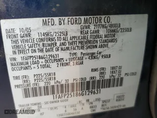2006 Ford Five Hundred Limited with VIN 1FAFP25186G129631, listed as a Copart auction lot 72193224 with 191,321 mi miles and Salvage Title. Bid and sale history available at carsss.com. Image 14.
