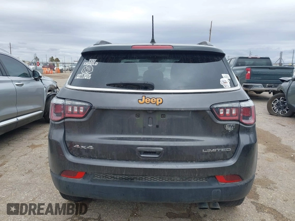 2019 Jeep Compass Limited with VIN 3C4NJDCB9KT666254, listed as a IAAI auction lot 41951603 with 65,990 mi miles and . Bid and sale history available at DreamBid. Image 15.