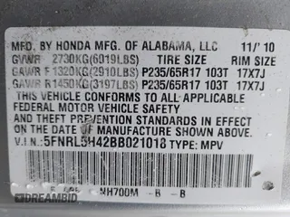 2011 Honda Odyssey EX with VIN 5FNRL5H42BB021018, listed as a IAAI auction lot 42044513 with 189,493 mi miles and . Bid and sale history available at carsss.com. Image 9.