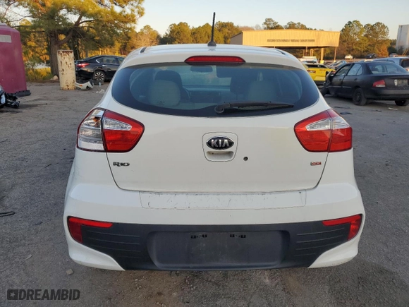 2016 Kia Rio LX with VIN KNADM5A30G6634263, listed as a Copart auction lot 43698485 with 0 mi miles and Salvage Title. Bid and sale history available at carsss.com. Image 6.