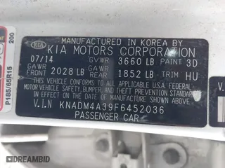2015 Kia Rio LX with VIN KNADM4A39F6452036, listed as a IAAI auction lot 41516879 with 95,775 mi miles. Bid and sale history available at carsss.com. Image 9.