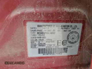 2013 Nissan Sentra SV with VIN 3N1AB7APXDL740802, listed as a Copart auction lot 85865554 with 225,392 mi miles and Salvage Title. Bid and sale history available at DreamBid. Image 12.