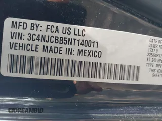 2022 Jeep Compass Latitude with VIN 3C4NJCBB5NT140011, listed as a IAAI auction lot 42487785 with 52,374 mi miles and . Bid and sale history available at DreamBid. Image 9.