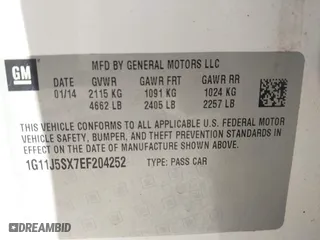 2014 Chevrolet Malibu LTZ with VIN 1G11J5SX7EF204252, listed as a IAAI auction lot 41439734 with 193,123 mi miles. Bid and sale history available at carsss.com. Image 9.